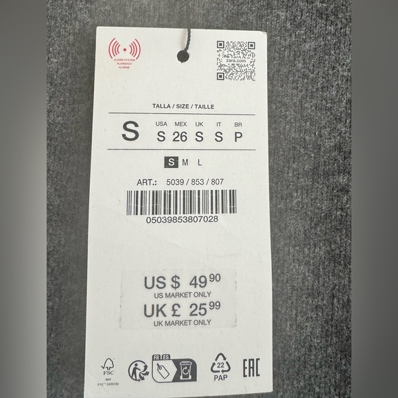 Zara Gray Long Sleeve Dress with Studded Hem - Picture 3 of 7